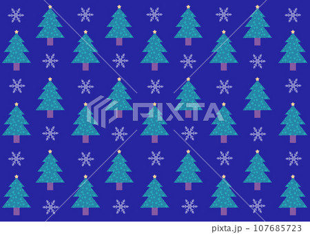 クリスマスツリーと雪のパターン 背景 クリスマスツリーと雪のパターン 背景 107685723