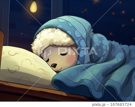 ベッドの上で眠る羊 AI画像 ベッドの上で眠る羊 AI画像 107685724
