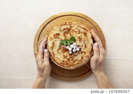 Homemade Crepes pancakes Homemade Crepes pancakes 107686067