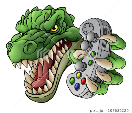 Crocodile Dinosaur Alligator Gamer Gaming Mascotのイラスト素材 [107686229] - PIXTA