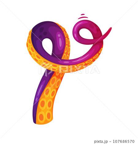 Octopus Tentacle as Limb of Ocean Creature Vector Illustration 107686570