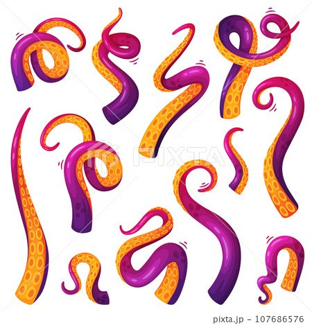 Octopus Tentacles as Limb of Ocean Creature Vector Set Octopus Tentacles as Limb of Ocean Creature Vector Set 107686576