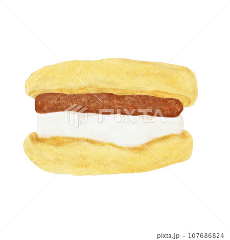 イングリッシュマフィンサンド（手描き） 107686824