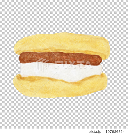 イングリッシュマフィンサンド（手描き） 107686824