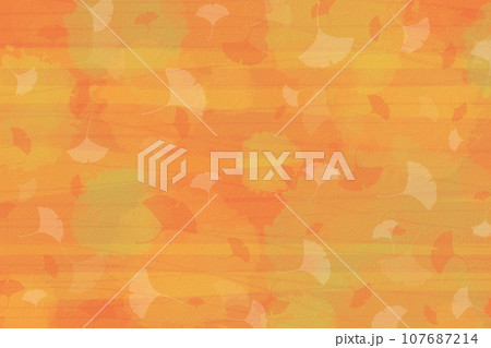 秋のイチョウ舞う背景素材 水彩風 秋のイチョウ舞う背景素材 水彩風 107687214