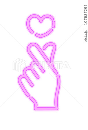 ネオンライトのサイン風アイコン_指ハート 107687293