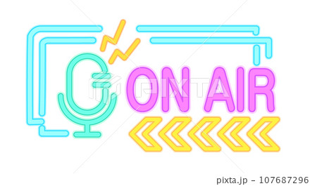 ネオンライトのサイン風アイコン_ON AIR 白背景 ネオンライトのサイン風アイコン_ON AIR 白背景 107687296