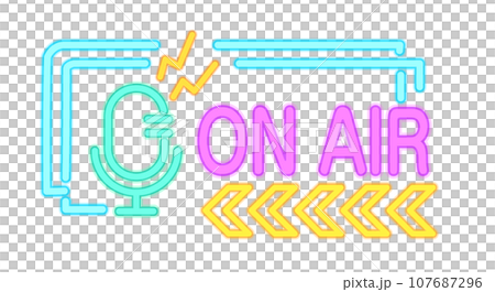 ネオンライトのサイン風アイコン_ON AIR 白背景 ネオンライトのサイン風アイコン_ON AIR 白背景 107687296