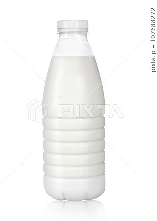 Plastic bottle of milk isolated on a white background 107688272