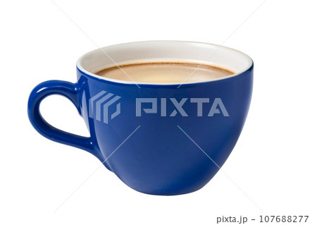 Blue coffee cup. View from above. Isolated on white background 107688277