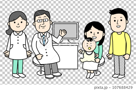 シンプルな人物イラスト　小児科の診療 107688429