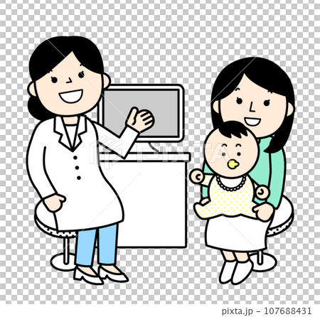 シンプルな人物イラスト　小児科の診療 107688431