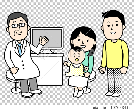 シンプルな人物イラスト　小児科の診療 107688432