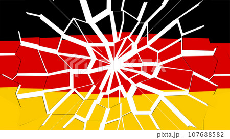 ガラスのように割れるドイツ国旗 107688582