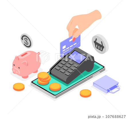 Cashless Payment Isometric Concept 107688627