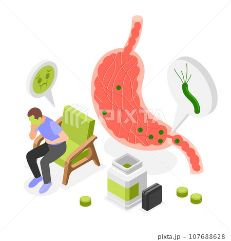 Helicobacter Isometric Vector Illustration 107688628