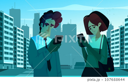 Smartphone Addiction Vector Illustration 107688644
