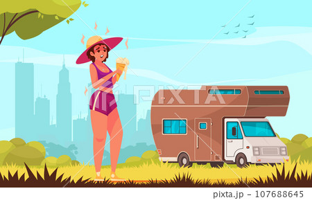 Summer Activities Cartoon Background 107688645