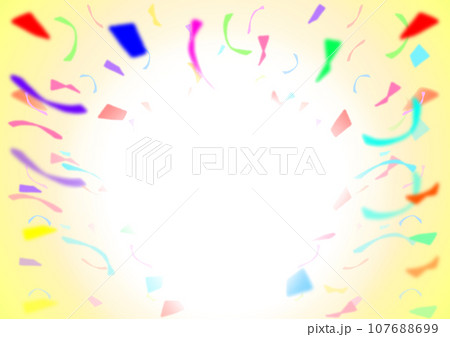 カラフルな紙吹雪が舞うフレームイラスト【コピースペースあり】【A4】 カラフルな紙吹雪が舞うフレームイラスト【コピースペースあり】【A4】 107688699