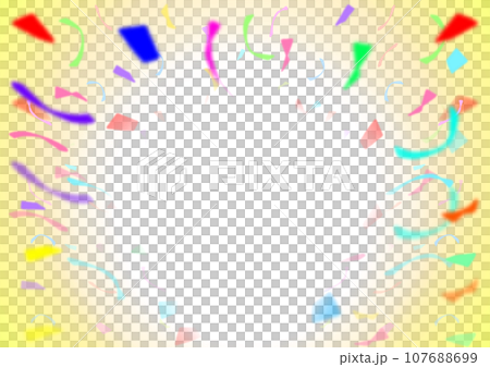 カラフルな紙吹雪が舞うフレームイラスト【コピースペースあり】【A4】 カラフルな紙吹雪が舞うフレームイラスト【コピースペースあり】【A4】 107688699