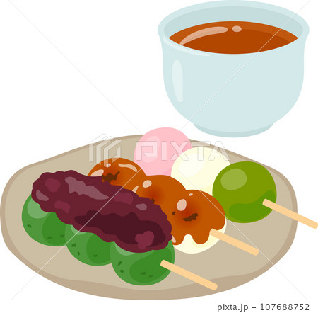 3種類の串団子とほうじ茶 107688752