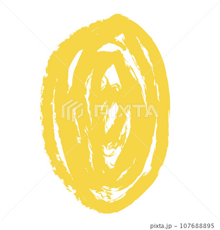 Wax crayon, chalk doodle element speech bubble, mark, oval hand drawn isolated on white background. Textured brush stroke, 107688895