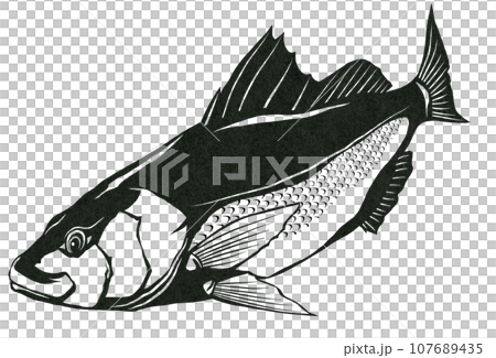 スズキの切り絵風イラスト 107689435