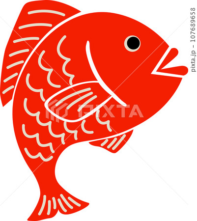 縁起物の魚、鯛　色付き 107689658