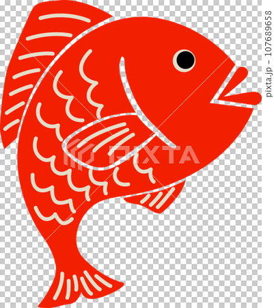 縁起物の魚、鯛　色付き 107689658