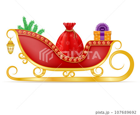 christmas winter santa sleigh vector illustration 107689692