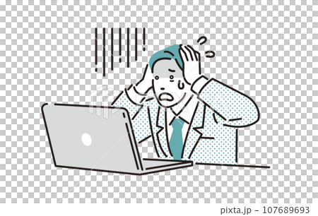 A businessman who looks pale while looking at a computer 107689693