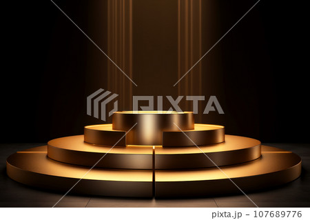 Empty luxury golden stage for beauty products 107689776
