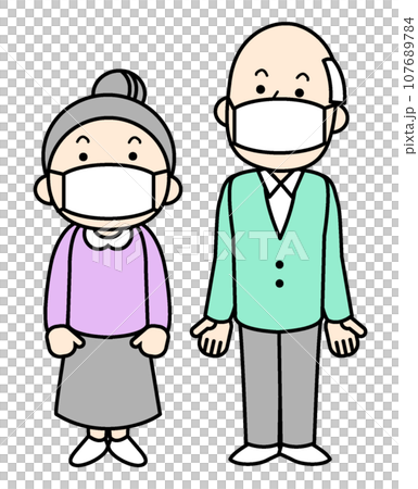 簡單人物插畫高級戴口罩 107689784