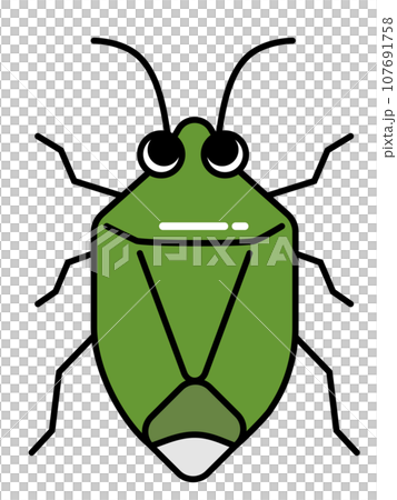 Cute deformed glossy green stink bug Cute deformed glossy green stink bug 107691758