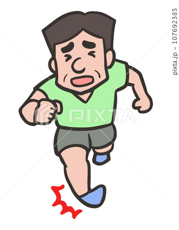 ランニング中に足を捻って捻挫した中年男性 ランニング中に足を捻って捻挫した中年男性 107692385