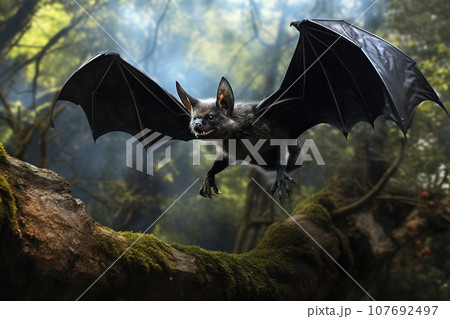 Image of a big bat are flapping their wings. Birds. Wildlife Animals. Illustration, generative AI. 107692497