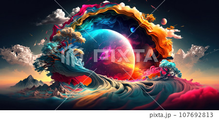 A fantastic banner with a fabulous landscape A fantastic banner with a fabulous landscape 107692813