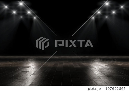 Empty Stage with spotlight effects and stage lighting. Copyspace. Generative Ai. 107692865