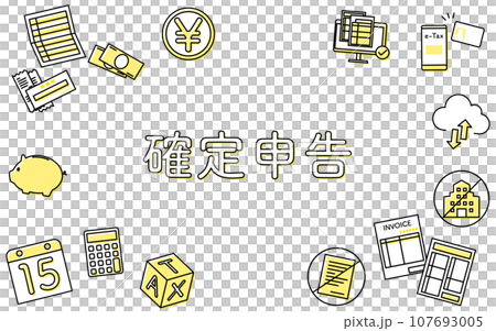 Tax return simple line drawing icon set frame Tax return simple line drawing icon set frame 107693005