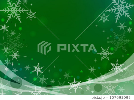 雪の結晶とグリーンクリスマス背景 雪の結晶とグリーンクリスマス背景 107693093