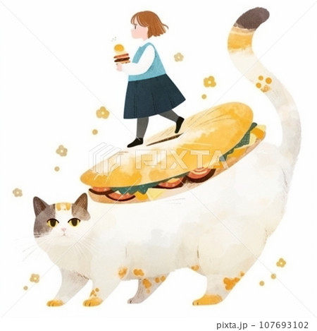 【AI生成画像】猫とサンドと私 【AI生成画像】猫とサンドと私 107693102