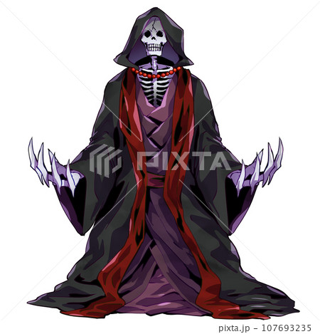 フードをかぶった骸骨のモンスターイラスト アンデッド スケルトン