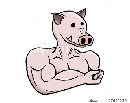 マッチョ豚_右向き 107693256