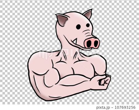 マッチョ豚_右向き 107693256