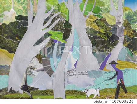 walk with the dog in the old park 107693520