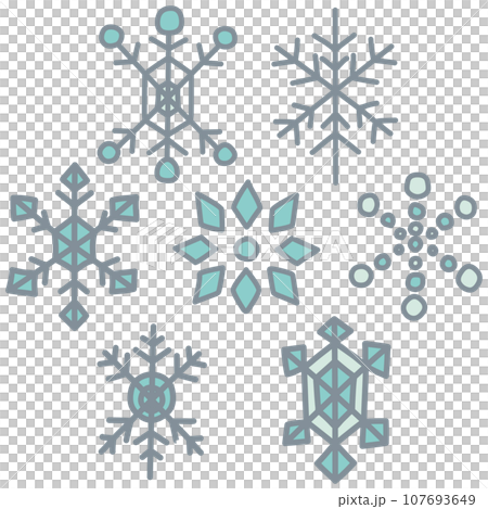 簡單手繪雪花插畫集 107693649