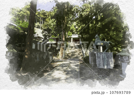 水彩画風　祝田神社　参道　兵庫県姫路市 107693789