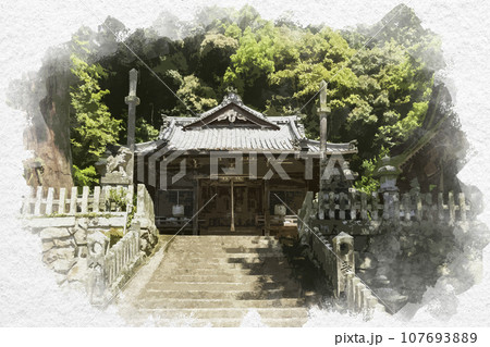 水彩画風　祝田神社　鳥居　兵庫県姫路市 107693889