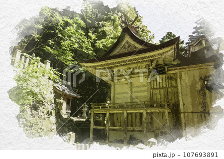 水彩画風　祝田神社　本殿　兵庫県姫路市 107693891