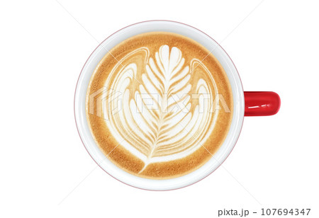 カフェオレ コーヒー 飲み物 イラスト リアル 107694347